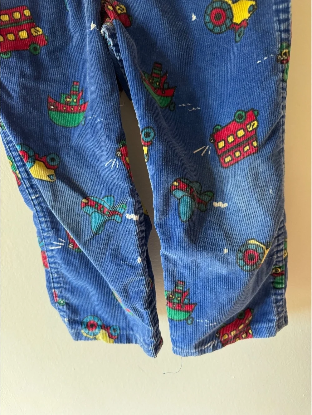 OshKosh 3T Vintage Made in USA Blue Corduroy Transportation Overalls